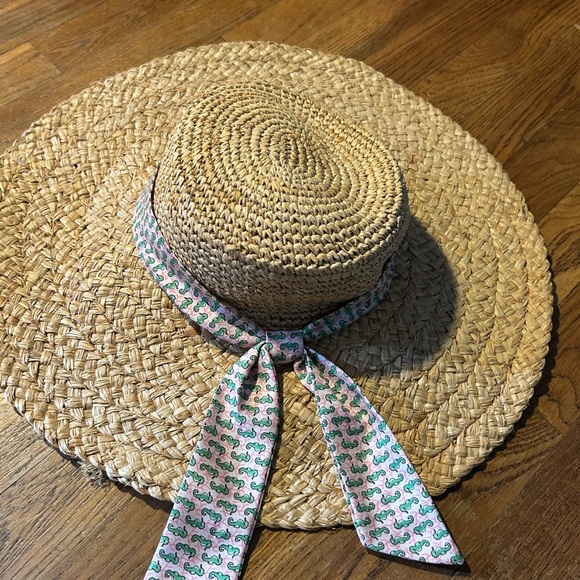 Vineyard Vines Accessories - Vineyard Vines Marthas Vineyard Raffia Straw Hat with Pink and Green Seahorses